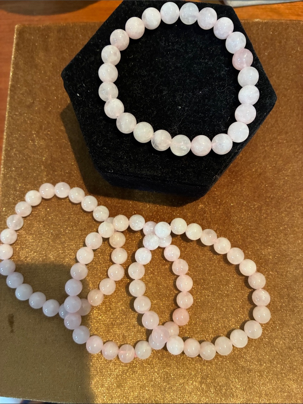 Rose Quartz Beaded Stretch Bracelet - Pink
